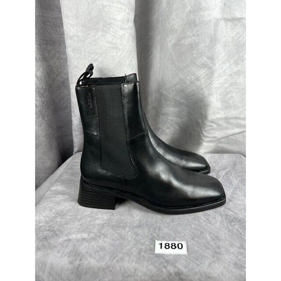 Vagabond Shoes - Vagabond Blanca Womens Square Toe Leather Chelsea Boots Black Size US 6.5, EU 37